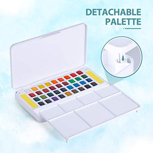 Watercolor Paint Set, Mogyann Watercolor Paints with 36 Colors Pigment and 2 Water Brush Pens, Ideal Watercolor Kit
