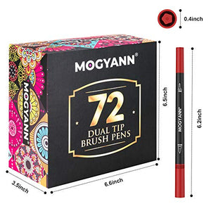 Mogyann 72 Colors Markers for Adult Coloring Books Dual Tip Pens with Calligraphy Markers and Fine Tip Markers