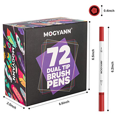 Mogyann Markers for Adult Coloring 72 Coloring Pens Dual Tip Brush Markers for Coloring Books