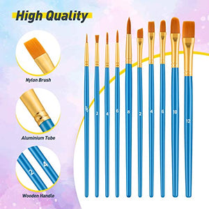 Paint Tray Palette, 16PCS Round Plastic Paint Pallets with 10PCS Paint Brushes and 2 Sponges