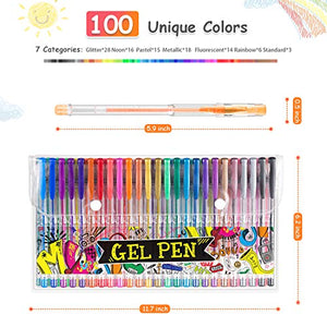 Mogyann 100 Gel Pen Set, Unique Colors Art Markers Pens for Adult Coloring Books Craft Doodling Drawing Writing Bullet Journal Scrapbook