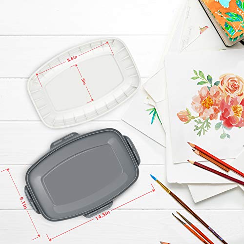 Penta Angel Art Paint Tray Palette 3Pcs 6 Well Plastic Rectangular Paint  Tray for Watercolor Painting