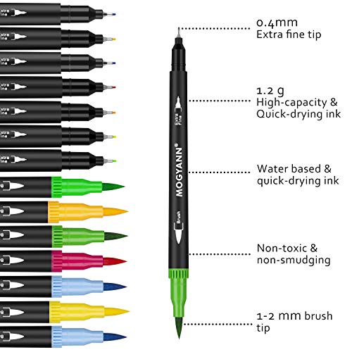 100 brush pens dual tip real