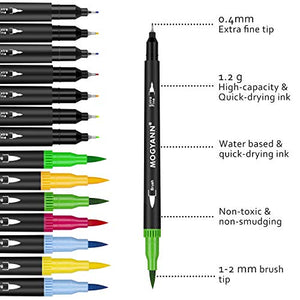 Mogyann Coloring Markers for Adult 100 Colors Dual Tip Brush Pens