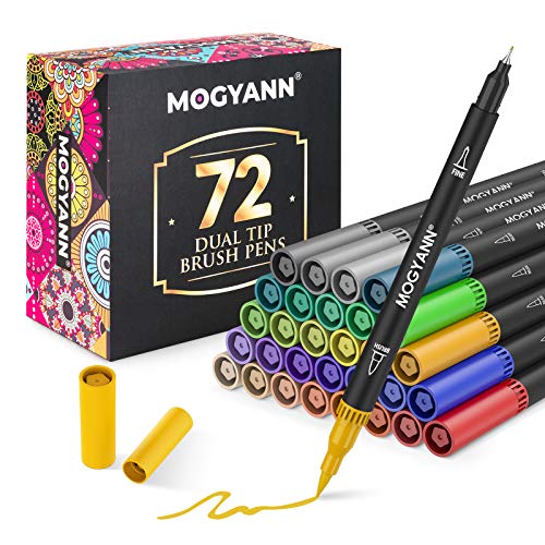 MOGYANN Markers for Adult Coloring - 72 Color Dual Tip Brush Pens Coloring  Markers Set