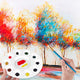 Paint Tray Palette, 16PCS Round Plastic Paint Pallets with 10PCS Paint Brushes and 2 Sponges