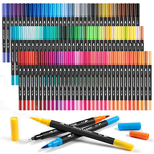 100 Colours Dual Tip Pen Set, Art Markers, Fineliner Pens for Kid