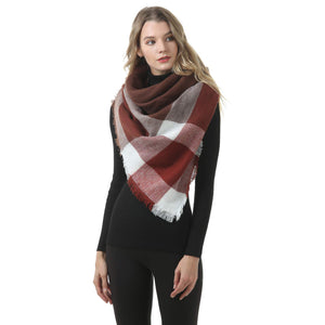 MOGYANN Women's Plaid Blanket Thick Winter Scarf, Warm Cozy Tartan Wrap Oversized Shawl Cape (B03)