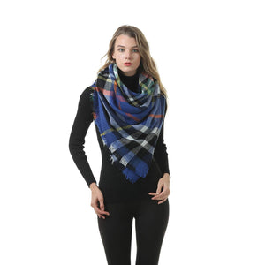 Mogyann Womens Blanket Winter Scarf Large Oversized Winter Scarves Classic Tassel scarf Warm Soft Wrap Shawl Scarves Dark Blue