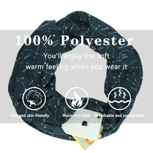 MOGYANN Travel Scarf, Infinity Scarf with Secret Hidden Zipper Pocket(Black constellation)