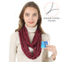 Travel Scarf, Infinity Scarf with Secret Hidden Zipper Pocket (Star-Wine red)