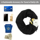 Fashion Infinity Scarves With Zipper Pocket For Girl Women - Novelty Wrap Travel Scarf with Hidden Pocket(Black Thicken)